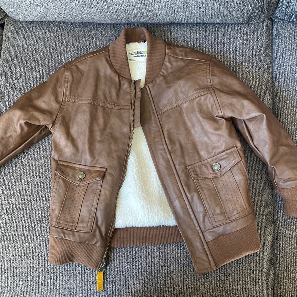 Kids faux leather bomber jacket